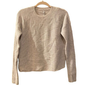 Athleta Tunin Knit Cream Ivory Wool Cashmere Sweater XS Soft Crewneck